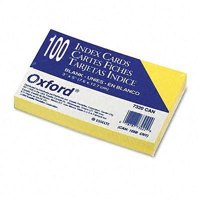 Unruled Index Cards 3 x 5 Canary 100/Pack