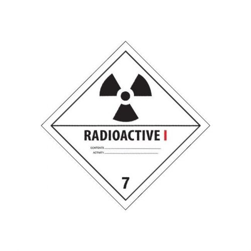 Tape logic labels, &#034;radioactive i&#034;, 4&#034;x4&#034;, black and white, 500/roll for sale