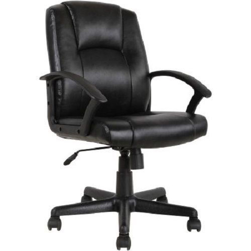 Mainstays Mid-Back Leather Office Chair, Black, home, office, computer chair