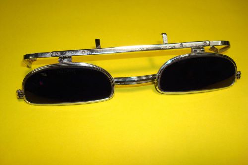 VINTAGE WELDING GLASSES FLIP UP AMERICAN OPTICAL BLUE GLASS BEAUTIES STEAMPUNK