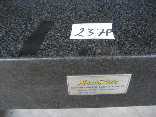 ACCU RITE GRANITE SURFACE PLATE 24&#039;&#039; X 18&#039;&#039; X 4&#039;&#039; PLATE CO. NO 7763  USED 237P