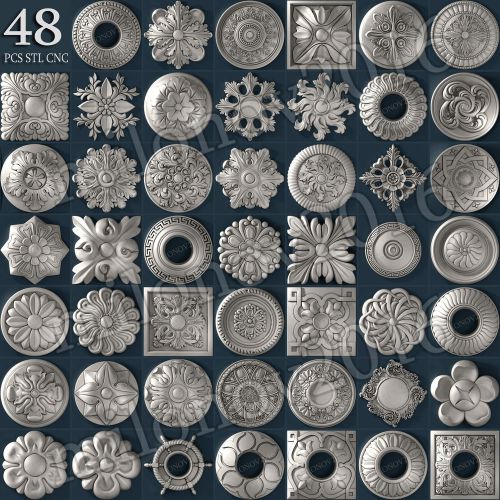 3d stl Model relief 48 pcs Pack for CNC Router Artcam