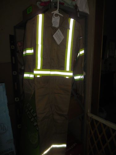 NWT Lakeland 9 oz Flame Resistant Cotton Coverall, X SMALL, Khaki, FR REFLECTIVE