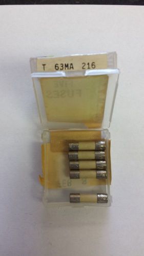 ( NEW PACK OF 5 )  LITTLEFUSE  216 - 63MA FUSE  5 X 20 MM