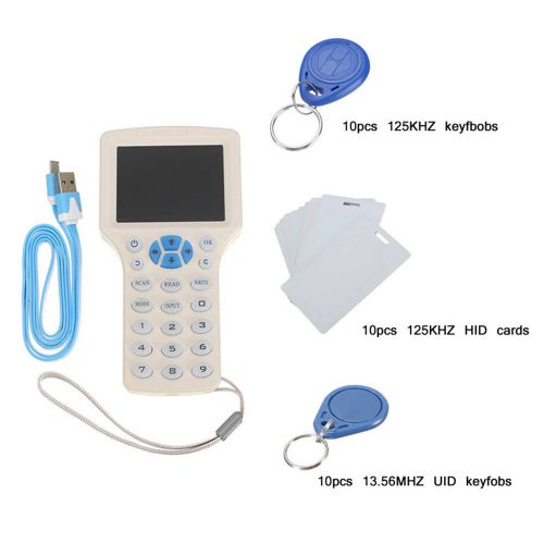 English 10 Frequency ID/IC RFID Copier Reader Writer /Copier +125KHZ HID Cards