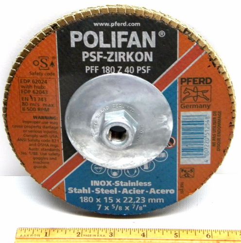 POLIFAN 7 X 5/8 X 7/8&#034; PFF 180 Z 40 PSF FLAP GRINDING WHEEL THREADED HOLE GRIND