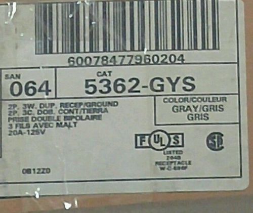 Leviton 5362-GYS 20-Amp, 125 Volt, Industrial Heavy Duty Grade,  LOT OF 25