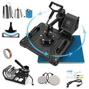 Aonesy Pro 8 in 1 Combo Heat Press Machine for T-Shirt Hat Cap Mug (Black)