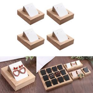 4 Pack Paper Earring Card w/ Bamboo Tray Organizer Jewelry Accs Decoration