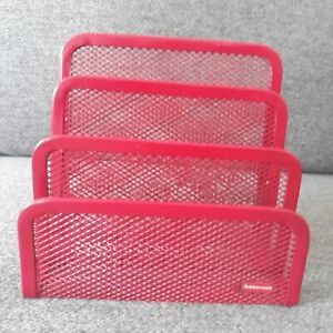 Rubbermaid 3 Slot Wire Metal Mesh Desk Organizer Mail Holder Letter File Sorter 