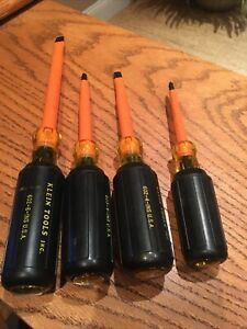 Lot of 4 Klein 1000 Volt Insulated Screwdrivers