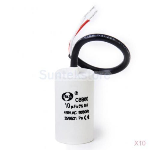 10x 450v ac 10uf 50/60hz polypropylene film motor start run capacitor cbb60 diy for sale