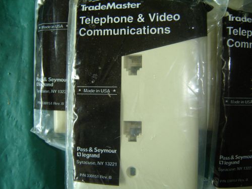 Lot of 5 trademaster tpte2-i rj11 two phone jacks single ivory plate new in pack for sale