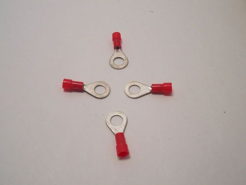 RED CRIMP 1/4&#034; RING TERMINALS- 18-22 GAUGE- Pkg/10