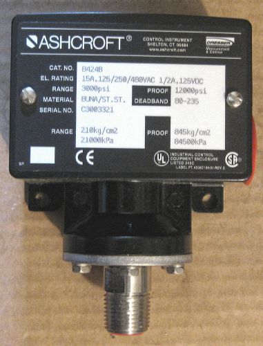 ASHCROFT - SNAP ACTION PRESSURE SWITCH - #B424B - 3000 PSI - BUNA/ST.ST.