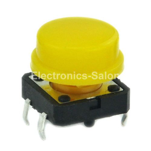 100x omron b3f-4055 tactile switch + a24 yellow keycap, 12x12x7.3mm, momentary. for sale