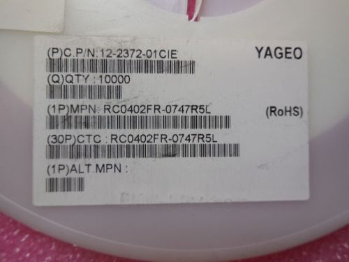 60000 pcs yageo rc0402fr-0747r5l for sale