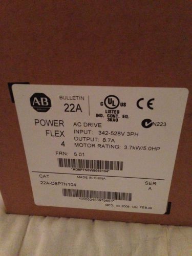 NEW SEALED ALLEN BRADLEY POWERFLEX 4 22A-D8P7N104 /A 22AD8P7N104 5HP