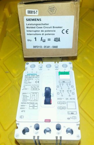 SIEMENS 3VF3113-0FJ41-0AA0, 3-POLE CIRCUIT BREAKER, 40 AMP, **NEW IN BOX**