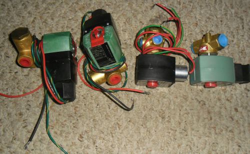 Lot of 4 asco 1/4&#034; brass body 12 &amp; 24 vdc solenoid valve for sale