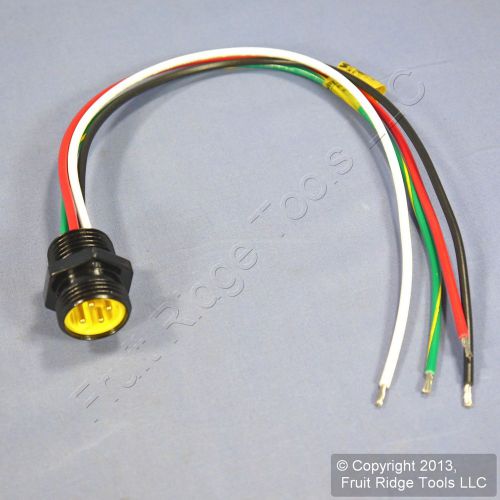 Woodhead mini-change cord 4p male 12&#034; 16 awg pvc leads 600v 10a 1r4006a20a120 for sale