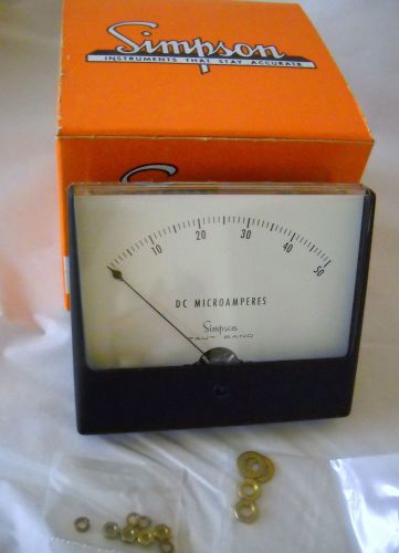 SIMPSON 0-50 DC MICROAMPERES PANEL METER MODEL 1329 - NIB