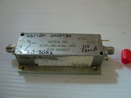 RF AMPLIFIER MITEQ   3.5 - 8GHz   GAIN 30db    PO 20dbm    AMF-3B-4080-20P