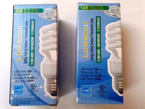 Lot of 3 compact fluorescent light (cfl) bulbs 13w - brand new in box for sale