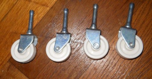 Set of 4 Furniture Caster Wheels, Stem Type, 2 in. Wheel, 1&amp; 1/2 in Stem, Metal