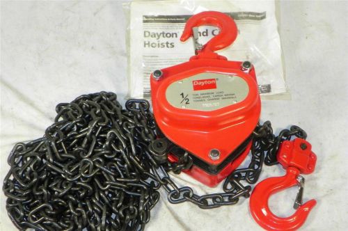 New dayton 1vw54 1/2 ton 8ft lift manual chain hoist fast shipping 1000 lb for sale