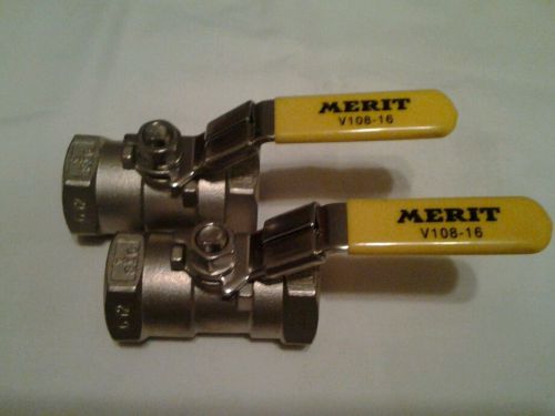 MERIT V108-16 Stainless Steel Ball Valve (Lot of 2)-NEW