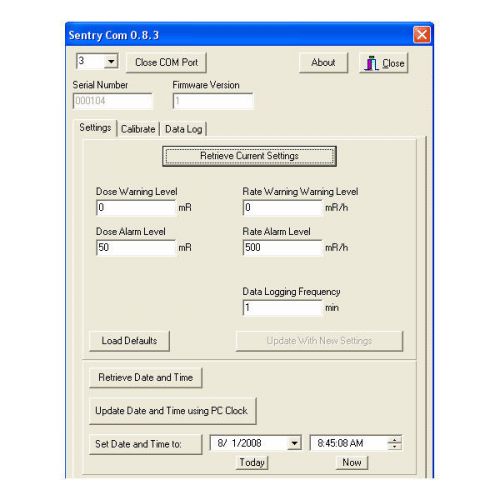 S.e. sentrycom software for use with se-international radiation alert detectors for sale