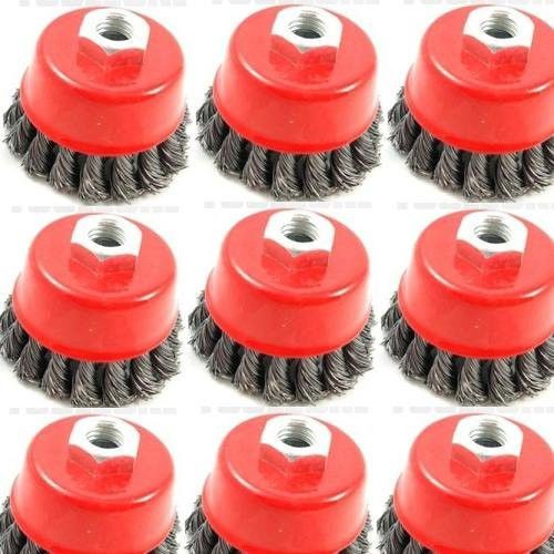 10pc 4&#034; Twisted Wire Cup Brush 5/8&#034;-11NC Thread FREE SHIP metal grinding polish