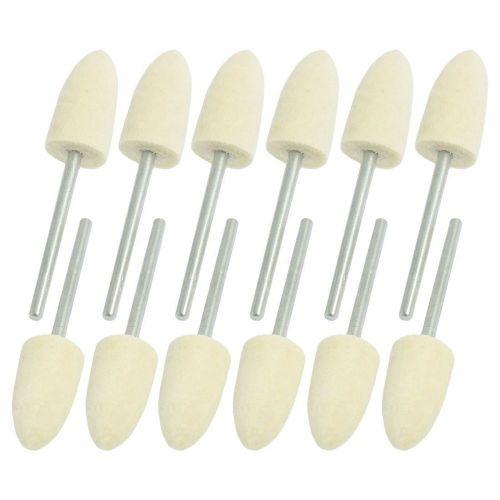 NEW 12 Pcs 10mm Diameter 3mm Shank Cone Felt Bobs Buffing Tool