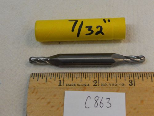 1 NEW 7/32&#034; DIAMETER CARBIDE END MILLS. 4 FLUTE. DOUBLE END. BALL. USA {C863}