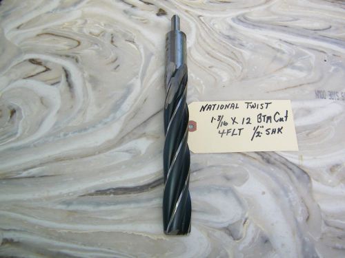 NATIONAL TWIST- BTM CUT - MILL CUTTER - 1 3/16&#034; DIA. 12&#034; OAL. USA- 1/2&#034; SHANK,US