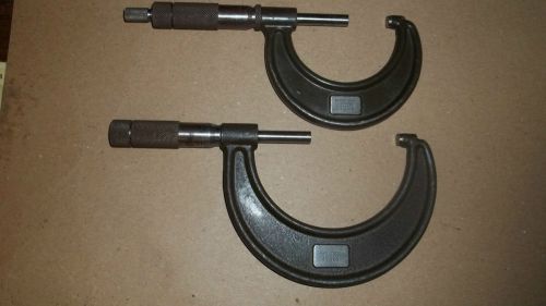 2 vintage lufkin micrometer gauges 1-2 inch 2-3 inch no.1942-no.1913 for sale