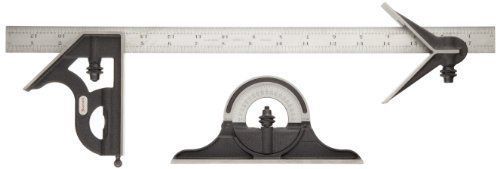 Starrett 435-18-4R Cast Iron Square, Center And Reversible Protractor Heads W/