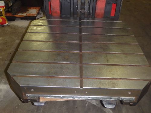 39.5&#034; x 39.5&#034; CINCINNATI T-40 HMC PALLET STEEL T-SLOT TABLE, 7 SLOT_TSLOT