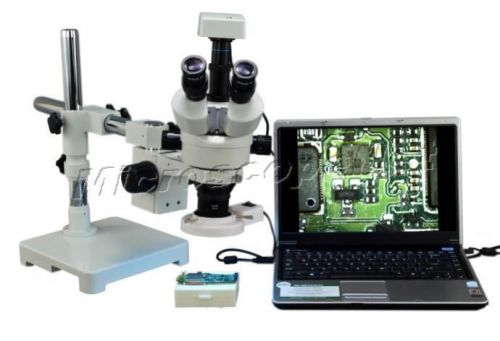 Boom zoom microscope 3.5x-90x+3mp camera+8w ring light for sale