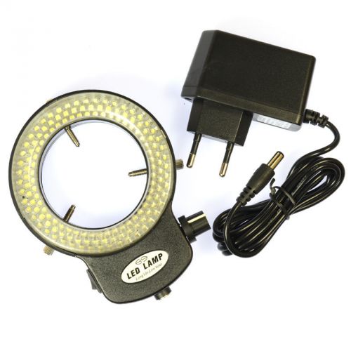 144 LED Bulb Microscope Ring Light Illuminator Adjustable Bright Lamp + Adapter