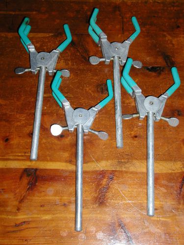 4 Spectrum Alumaloy - Large 3 Prong Laboratory Clamps Tube Beaker opens 4&#034; Used