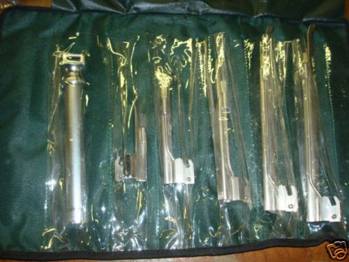 Laryngoscope Miller Set  One AA handle, 5 Millerblades