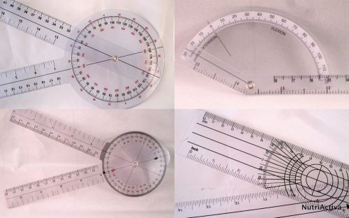 Goniometer Set of 4 for Flexibility Angle Measurement  (finger, spinal, 8&#034;, 12&#034;)