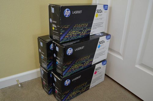 HP 502a Original LaserJet Toner Cartridges for Color LaserJet 3600   Lot of Five