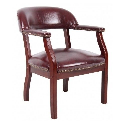 Boss Captain&#039;s Chair In Burgundy Vinyl antique style desk back office