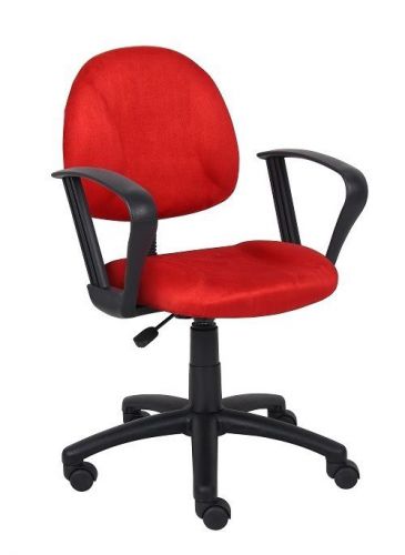 B327 BOSS RED MICROFIBER DELUXE POSTURE OFFICE TASK CHAIR WITH LOOP ARMS