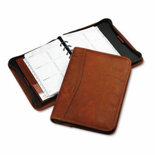 Day-Timer Aviator Cowhide Leather Zippered Organizer, Dark Tan (DTM80844)