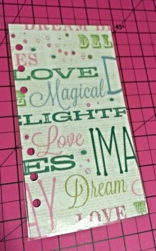 White w/Inspirational Words Glitter Dashboard/Divider For Personal Size Filofax.