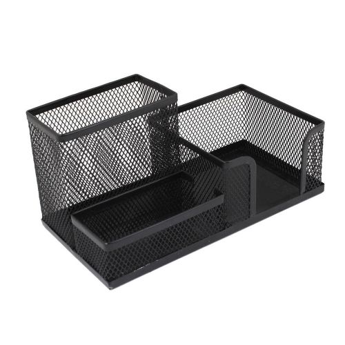 Students office desk 3 compartments metal pen holder black for sale